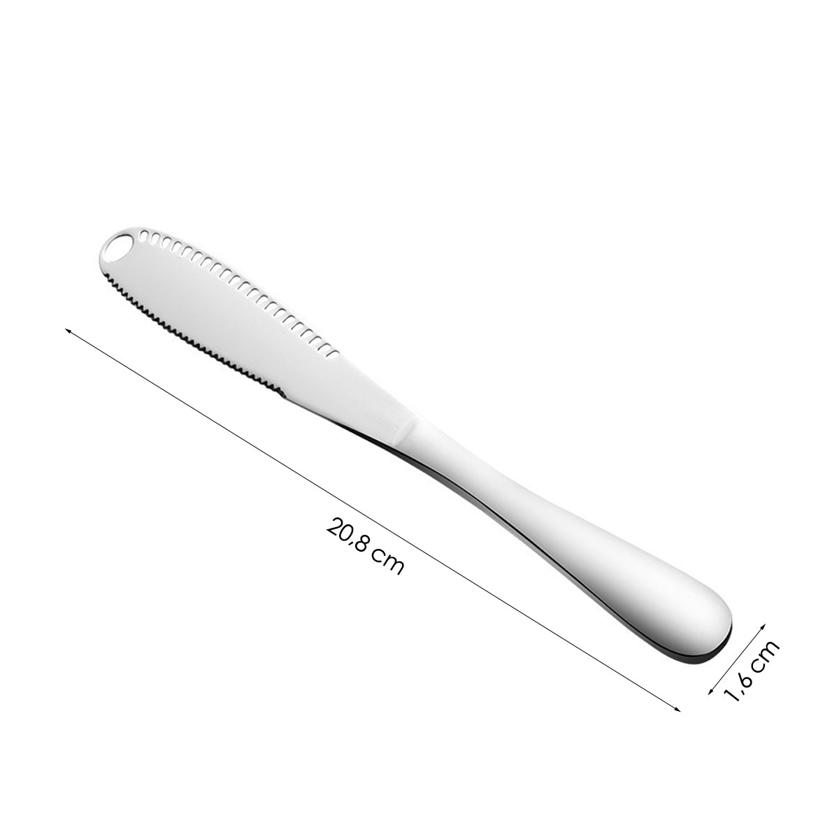 Zilverkleurige 3-delige Botermessen Set - Roestvrijstaal - Messenset voor de boter - 3 x 20,8 x 1,6 cm