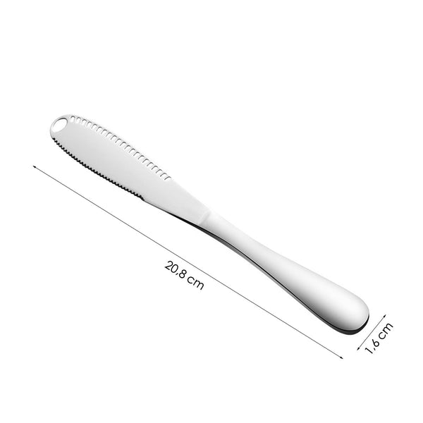 Zilverkleurige 3-delige Botermessen Set - Roestvrijstaal - Messenset voor de boter - 3 x 20,8 x 1,6 cm