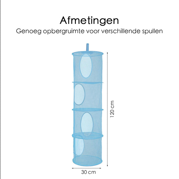 Hangende Opberger - Kinderkamer - Opvouwbaar - 4 Vakken - Blauw