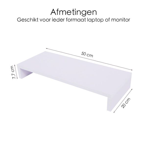 Monitorstandaard - 50cm x 20cm x 8cm - Wit