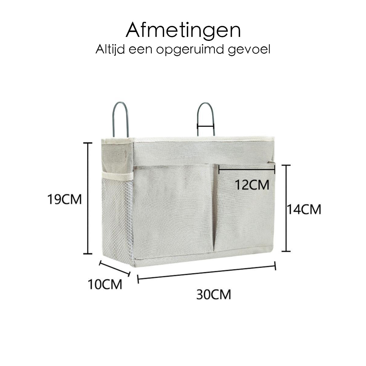 Bedside Pocket - Bed Opbergzak - Katoen - Lichtgrijs