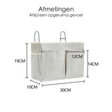 Bedside Pocket - Bed Opbergzak - Katoen - Lichtgrijs