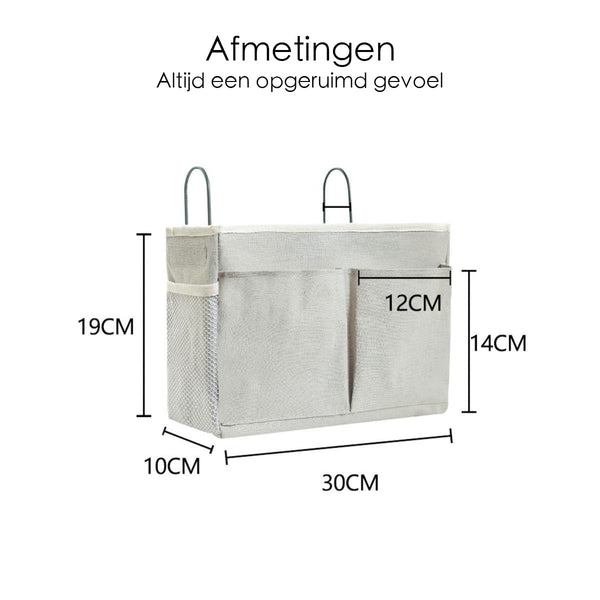 Bedside Pocket - Bed Opbergzak - Katoen - Lichtgrijs