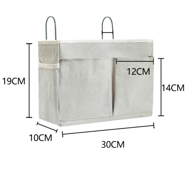 Bedside Pocket - Bed Opbergzak - Katoen - Lichtgrijs
