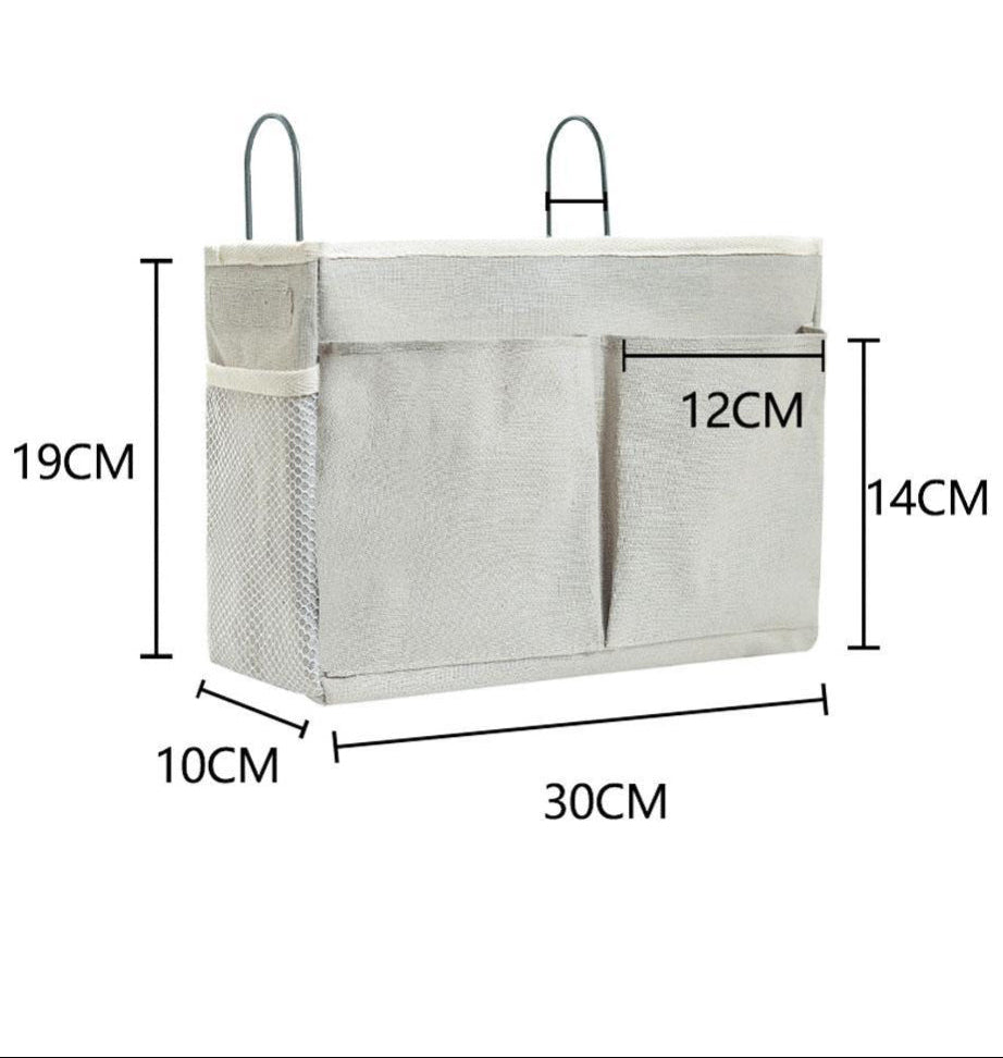 Bedside Pocket - Bed Opbergzak - Katoen - Lichtgrijs