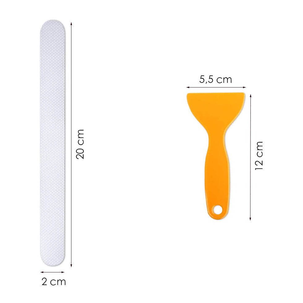 Anti Slip Strip Strips - 25 stuks - Transparant - 20 cm x 2 cm - Inclusief Schraper