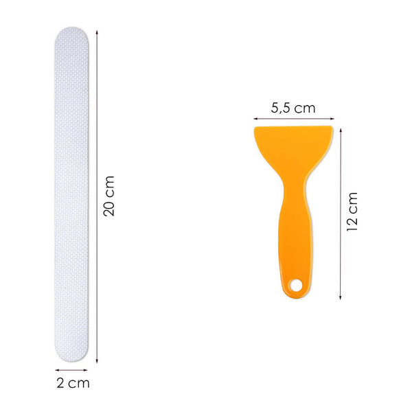 Anti Slip Strip Strips - 25 stuks - Transparant - 20 cm x 2 cm - Inclusief Schraper