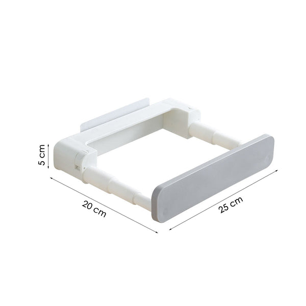 Badkamerrek Uitschuifbaar - Zelfklevend - 25 x 20 x 5 cm - Wit - Grijs - Handdoekrekje
