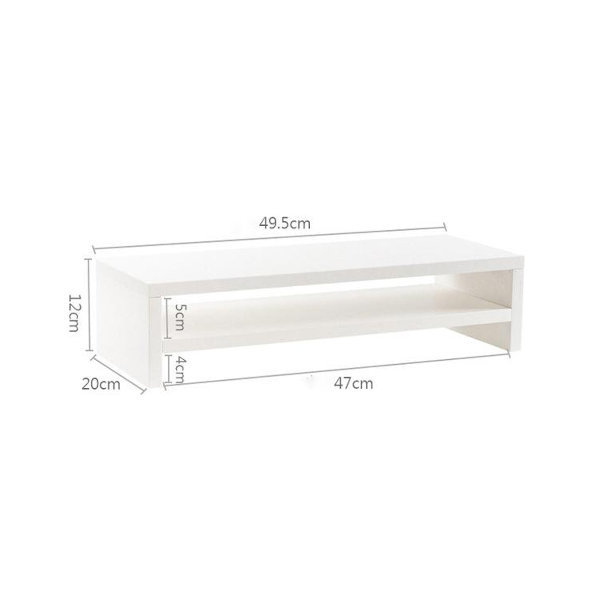 Monitorstandaard 2 Laags - 50cm x 20cm x 12cm - Wit