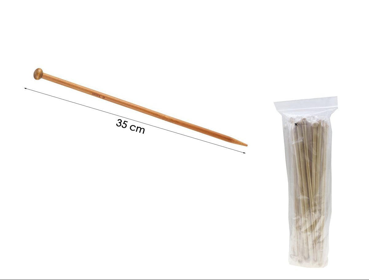 Breinaalden Set Bamboe 36 Stuks - Donker Bruin - 18 Verschillende Maten - 35 cm Lang - 2 tot 10 mm Dikte