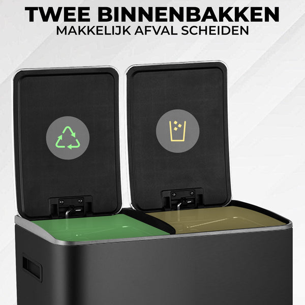 Prullenbak Met Pedaal Zwart-Zilver