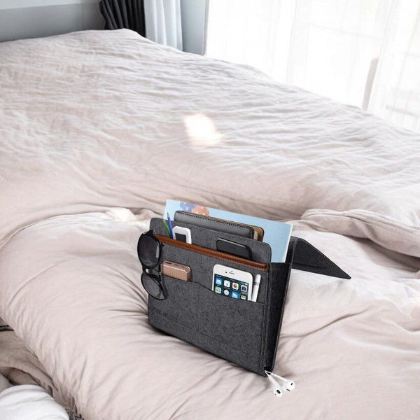 Bedside Pocket - Donker Grijs - Vilten Opbergzak voor Bed of Bank - Bedorganizer