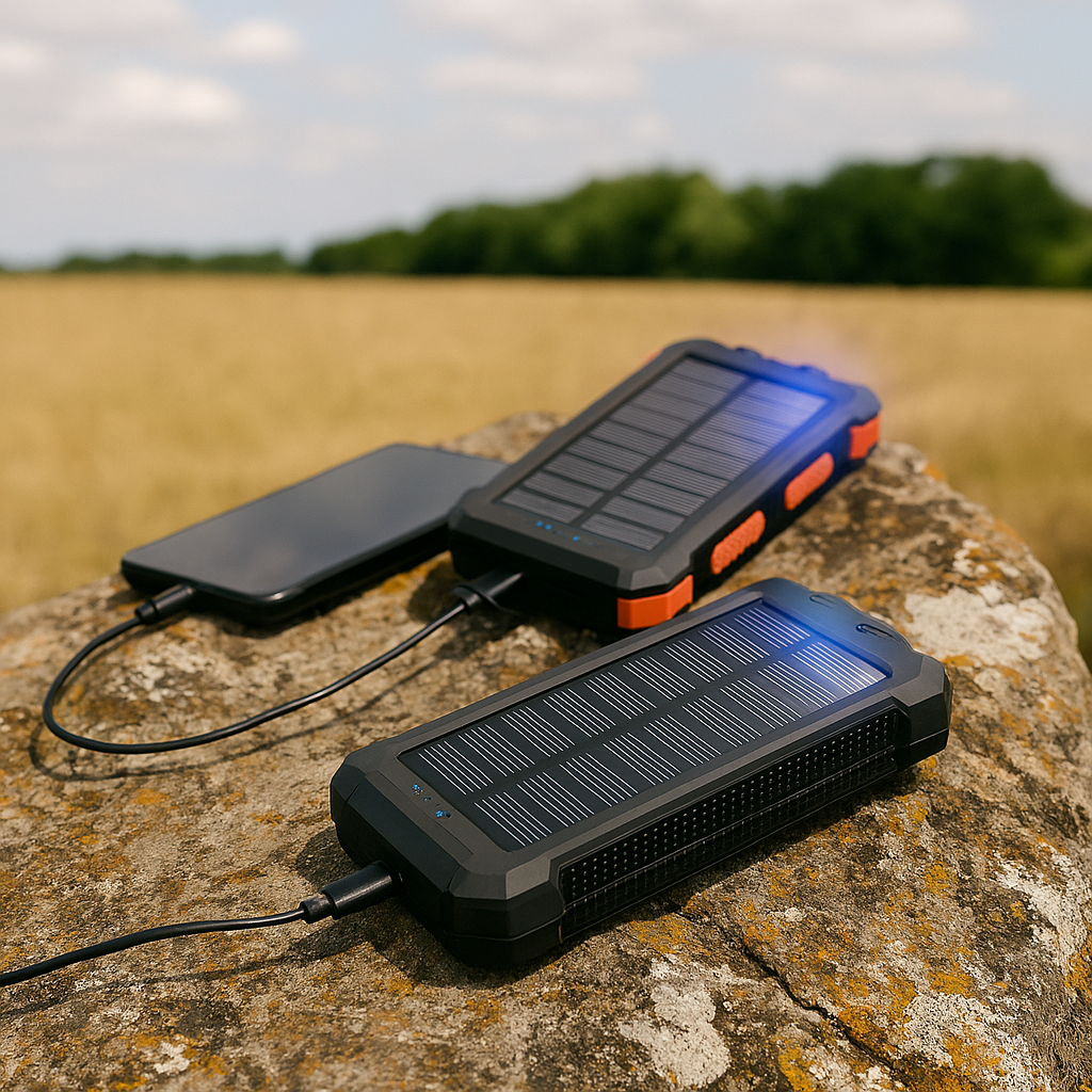 Powerbank 20000 mAh – Oranje - Draadloze Zonne-energie Powerbank met LED-indicator – Outdoor Waterdicht – Zwart - USB Snellader – Powerbank voor Smartphone & Tablet - powerbank 20000 mah draadloos