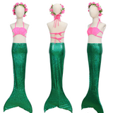 Zeemeerminstaart met bikini verkleed set Schubben Groen Metallic