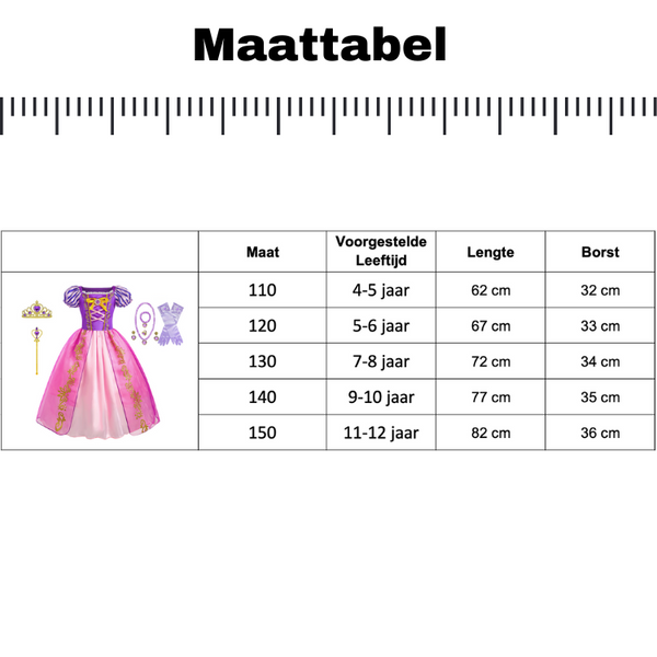Rapunzel Prinsessenjurk meisje Korte Mouw