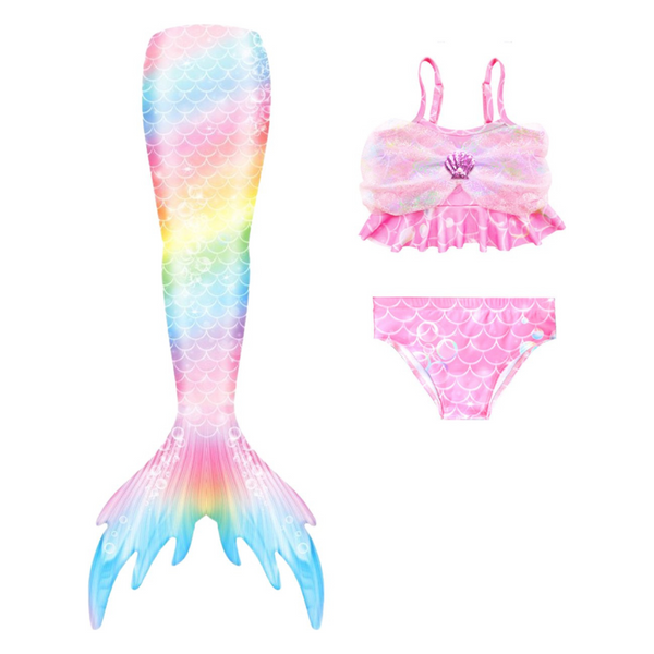 Zeemeerminstaart met bikini verkleed set Regenboog Kleuren