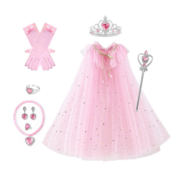 Prinsessen verkleedcape met Accessoires Roze