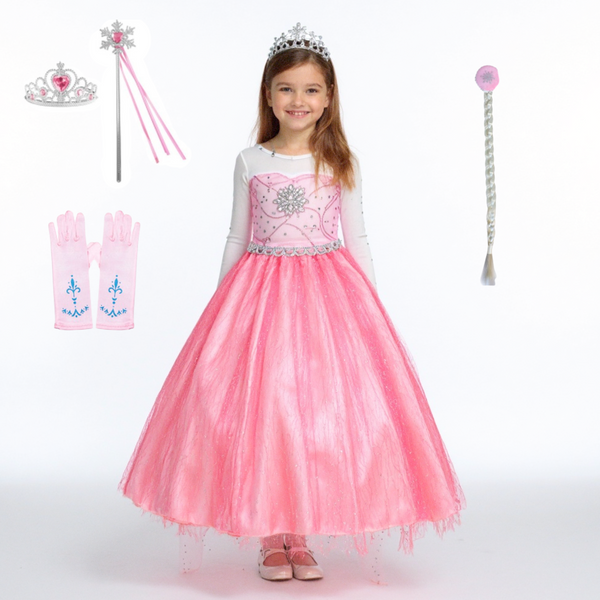 Elsa Verkleed Jurk met Ster Roze