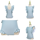 Badpak Korte Mouw Licht Blauw met Ruches Meisjes | Maat 1-6 Jaar