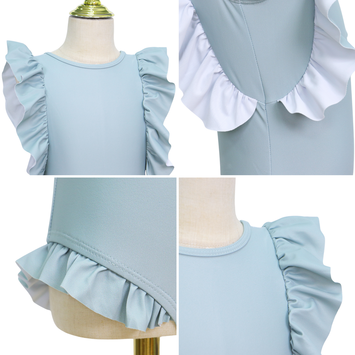Badpak Korte Mouw Licht Blauw met Ruches Meisjes | Maat 1-6 Jaar