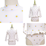 Badpak Lange Mouw Gebroken Wit met Bloemen print met Ruches Meisjes