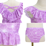 Zeemeerminstaart met bikini verkleed set Lila en Oranje