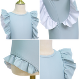 Badpak Korte Mouw Licht Blauw met Ruches Meisjes | Maat 1-6 Jaar
