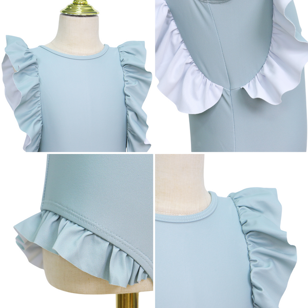 Badpak Korte Mouw Licht Blauw met Ruches Meisjes | Maat 1-6 Jaar