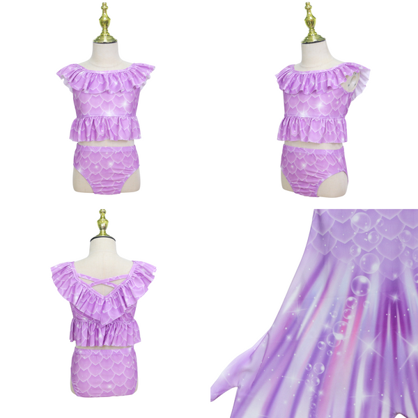 Zeemeerminstaart met bikini verkleed set Lila en Oranje