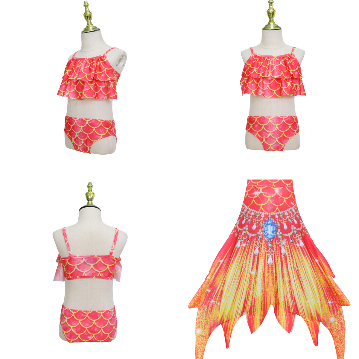 Zeemeerminstaart met bikini met MONOVIN verkleed set Oranje en Geel