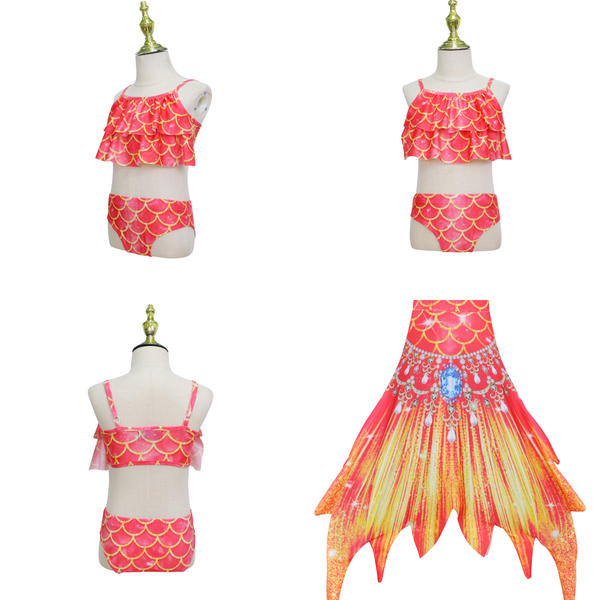 Zeemeerminstaart met bikini verkleed set Oranje en Geel