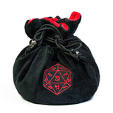 Dobbelstenen Zak met Dice Tray – Zachte Pluche Opbergzak | Voor Dungeons & Dragons & TTRPG Dobbelstenen Zwart