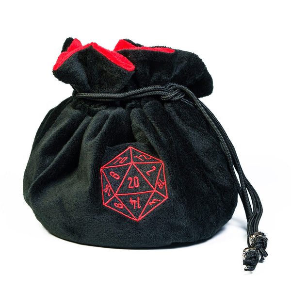 Dobbelstenen Zak met Dice Tray – Zachte Pluche Opbergzak | Voor Dungeons & Dragons & TTRPG Dobbelstenen Zwart