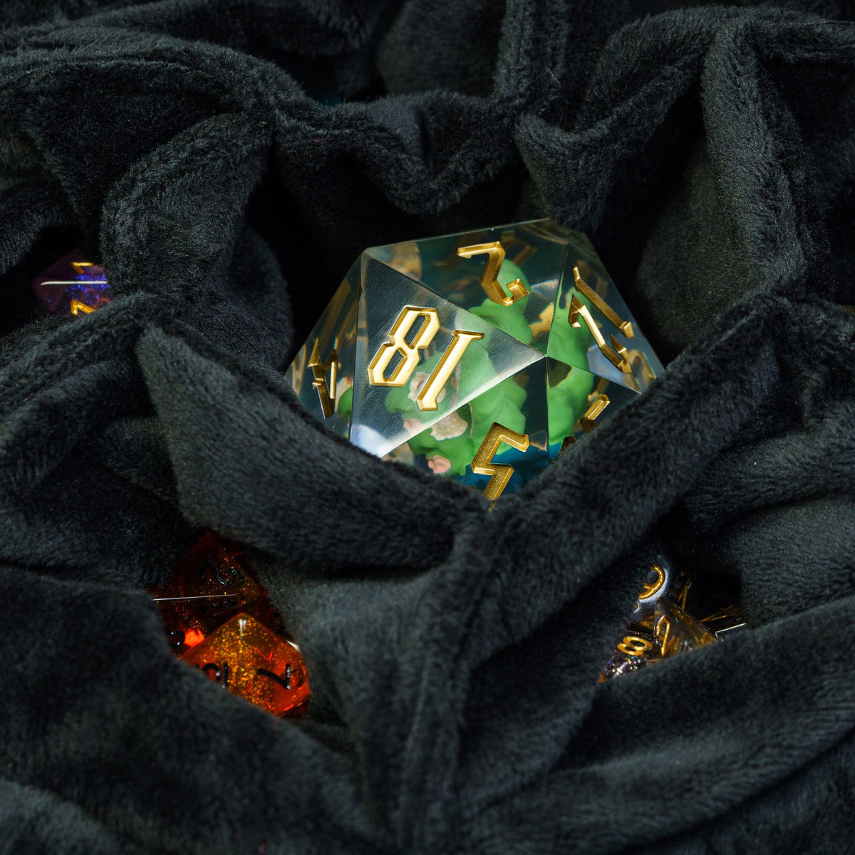Dobbelstenen Zak met Dice Tray – Zachte Pluche Opbergzak | Voor Dungeons & Dragons & TTRPG Dobbelstenen Blauw