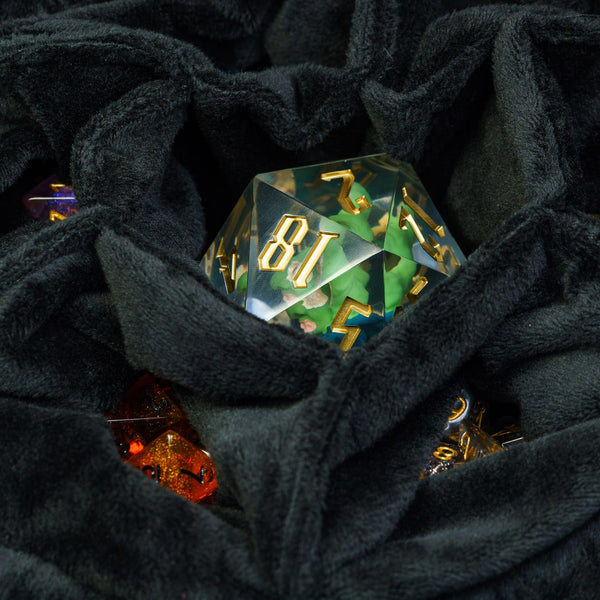 Dobbelstenen Zak met Dice Tray – Zachte Pluche Opbergzak | Voor Dungeons & Dragons & TTRPG Dobbelstenen Blauw