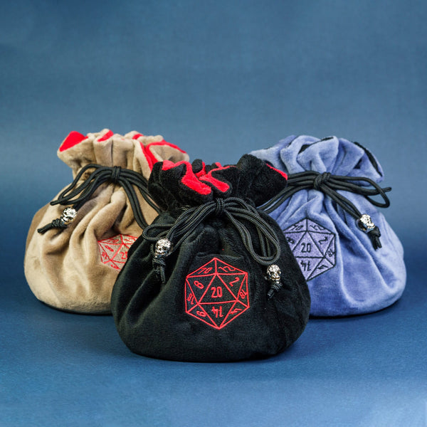 Dobbelstenen Zak met Dice Tray – Zachte Pluche Opbergzak | Voor Dungeons & Dragons & TTRPG Dobbelstenen Zwart