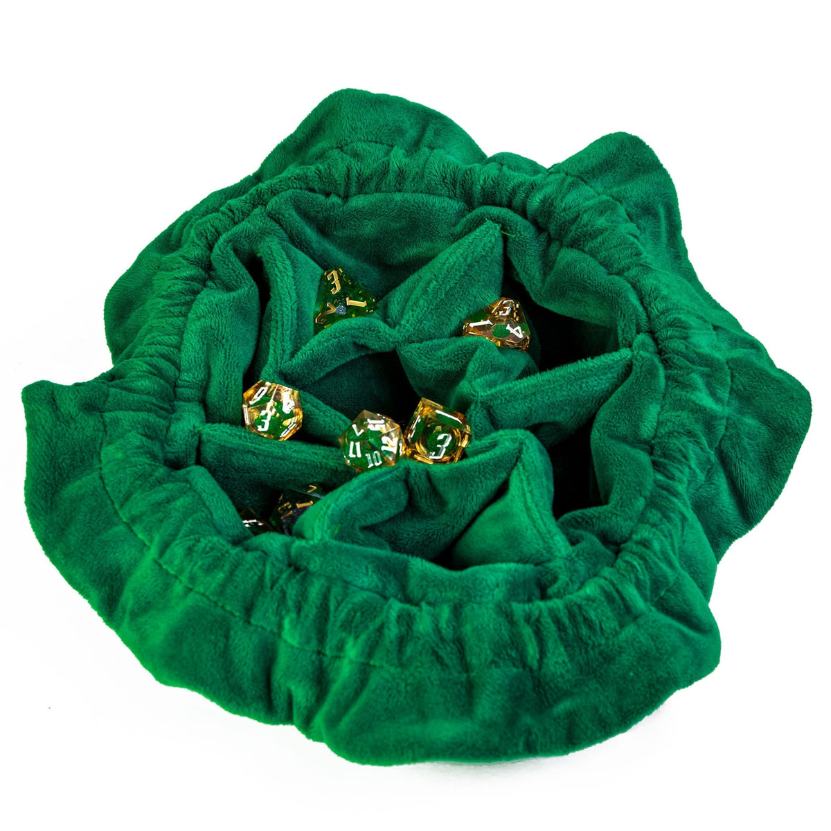 Dobbelstenen Zak met Dice Tray – Zachte Pluche Opbergzak | Voor Dungeons & Dragons & TTRPG Dobbelstenen Groen