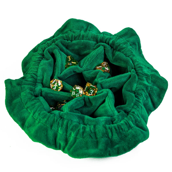 Dobbelstenen Zak met Dice Tray – Zachte Pluche Opbergzak | Voor Dungeons & Dragons & TTRPG Dobbelstenen Groen
