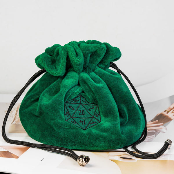 Dobbelstenen Zak met Dice Tray – Zachte Pluche Opbergzak | Voor Dungeons & Dragons & TTRPG Dobbelstenen Groen