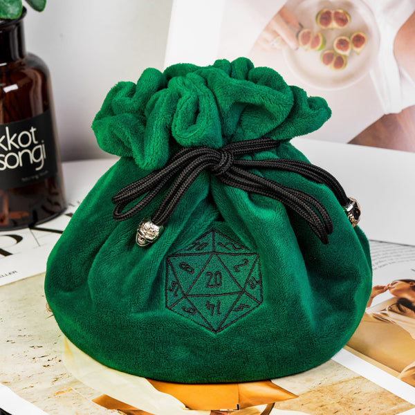 Dobbelstenen Zak met Dice Tray – Zachte Pluche Opbergzak | Voor Dungeons & Dragons & TTRPG Dobbelstenen Groen