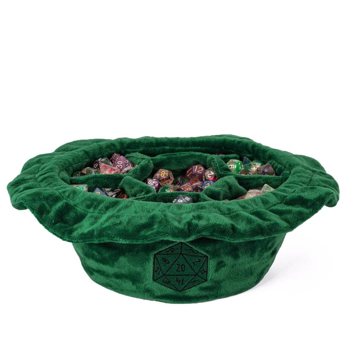 Dobbelstenen Zak met Dice Tray – Zachte Pluche Opbergzak | Voor Dungeons & Dragons & TTRPG Dobbelstenen Groen