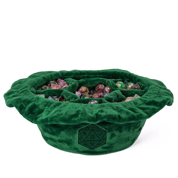 Dobbelstenen Zak met Dice Tray – Zachte Pluche Opbergzak | Voor Dungeons & Dragons & TTRPG Dobbelstenen Groen