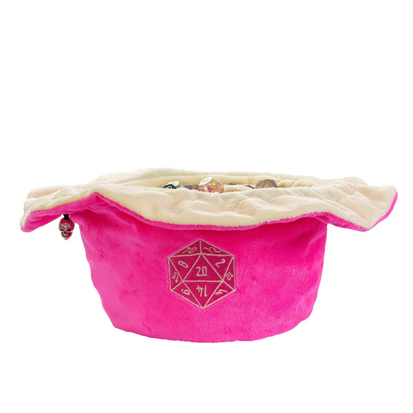 Dobbelstenen Zak met Dice Tray – Zachte Pluche Opbergzak | Voor Dungeons & Dragons & TTRPG Dobbelstenen Roze