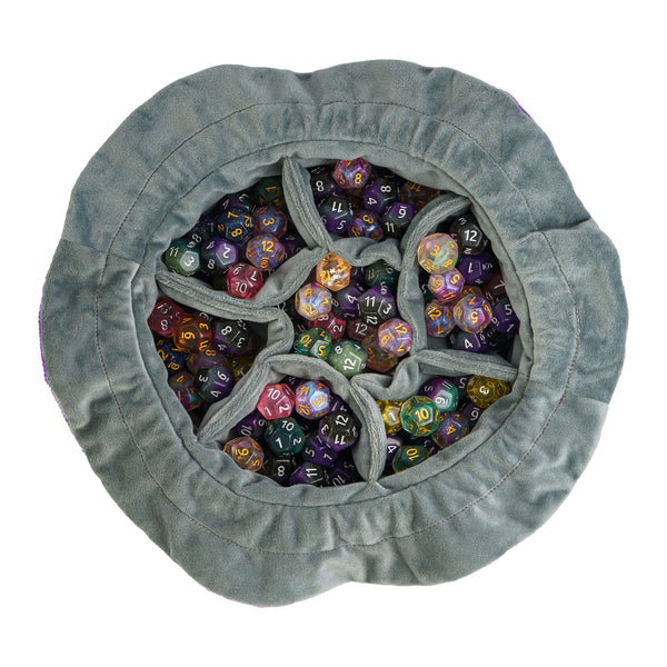 Dobbelstenen Zak met Dice Tray – Zachte Pluche Opbergzak | Voor Dungeons & Dragons & TTRPG Dobbelstenen Paars