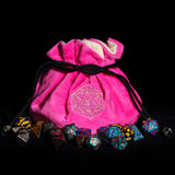Dobbelstenen Zak met Dice Tray – Zachte Pluche Opbergzak | Voor Dungeons & Dragons & TTRPG Dobbelstenen Roze