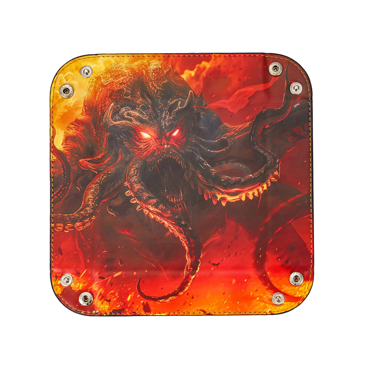 Opvouwbare Dice Tray – Zwart Kunstleer | Voor Dungeons & Dragons & TTRPG Dobbelstenen Monster Rood