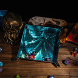Opvouwbare Dice Tray – Zwart Kunstleer | Voor Dungeons & Dragons & TTRPG Dobbelstenen Monster Blauw Oceaan