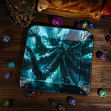Opvouwbare Dice Tray – Zwart Kunstleer | Voor Dungeons & Dragons & TTRPG Dobbelstenen Monster Blauw Oceaan
