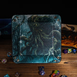 Opvouwbare Dice Tray – Zwart Kunstleer | Voor Dungeons & Dragons & TTRPG Dobbelstenen Monster Blauw