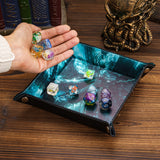 Opvouwbare Dice Tray – Zwart Kunstleer | Voor Dungeons & Dragons & TTRPG Dobbelstenen Monster Blauw Oceaan